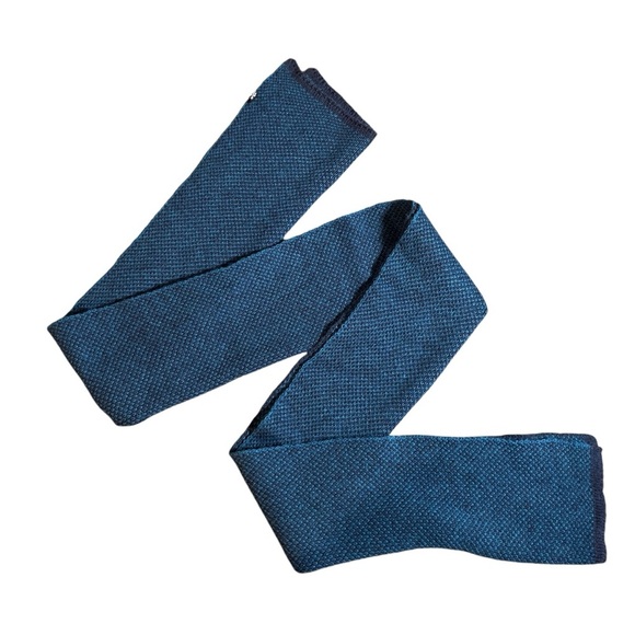 Italian 100% Wool Unisex Scarf in Turquoise Blue + Black - Picture 2 of 10